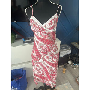 Women's LUCE White Red Paisley Mini Dress S